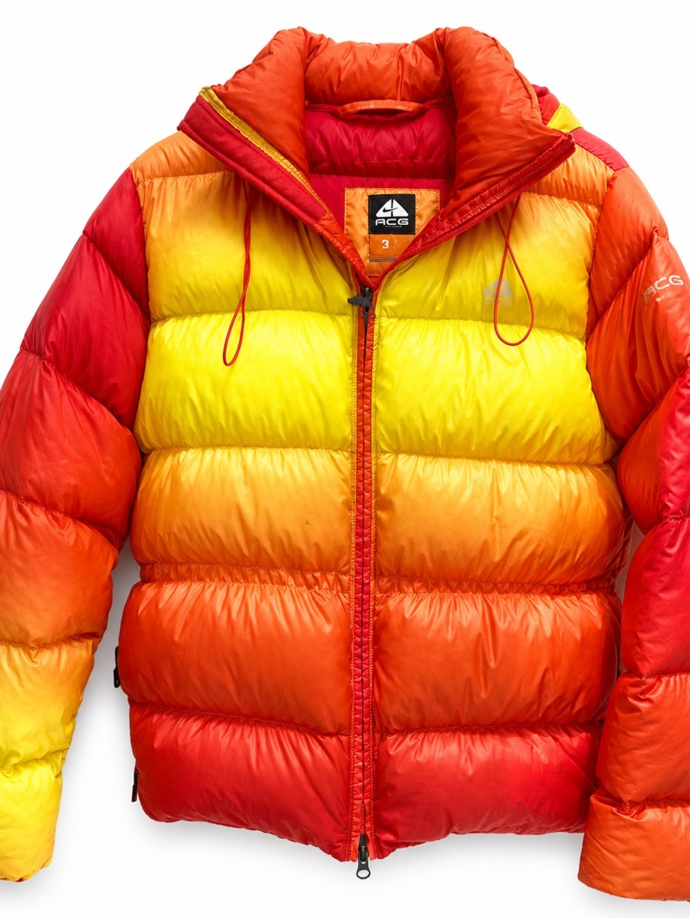 Nike ACG Red Orange Yellow Gradient Puffer Jacket - Picture 6 of 9